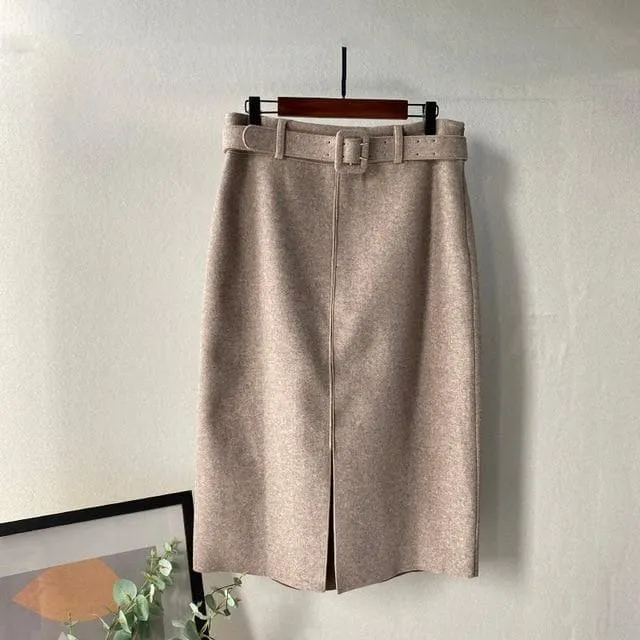 Pencil Skirt With Elegant Belt