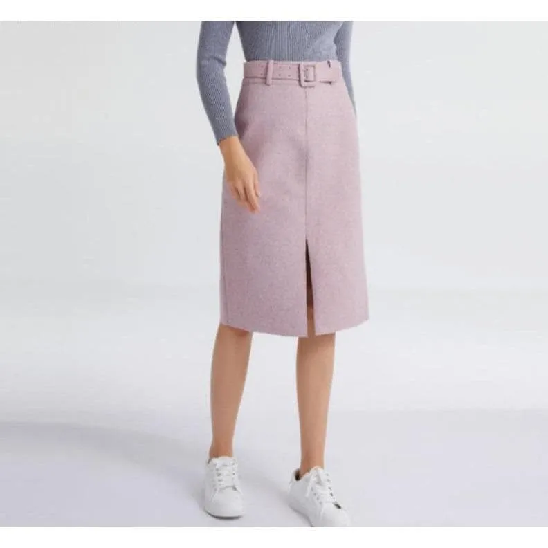Pencil Skirt With Elegant Belt