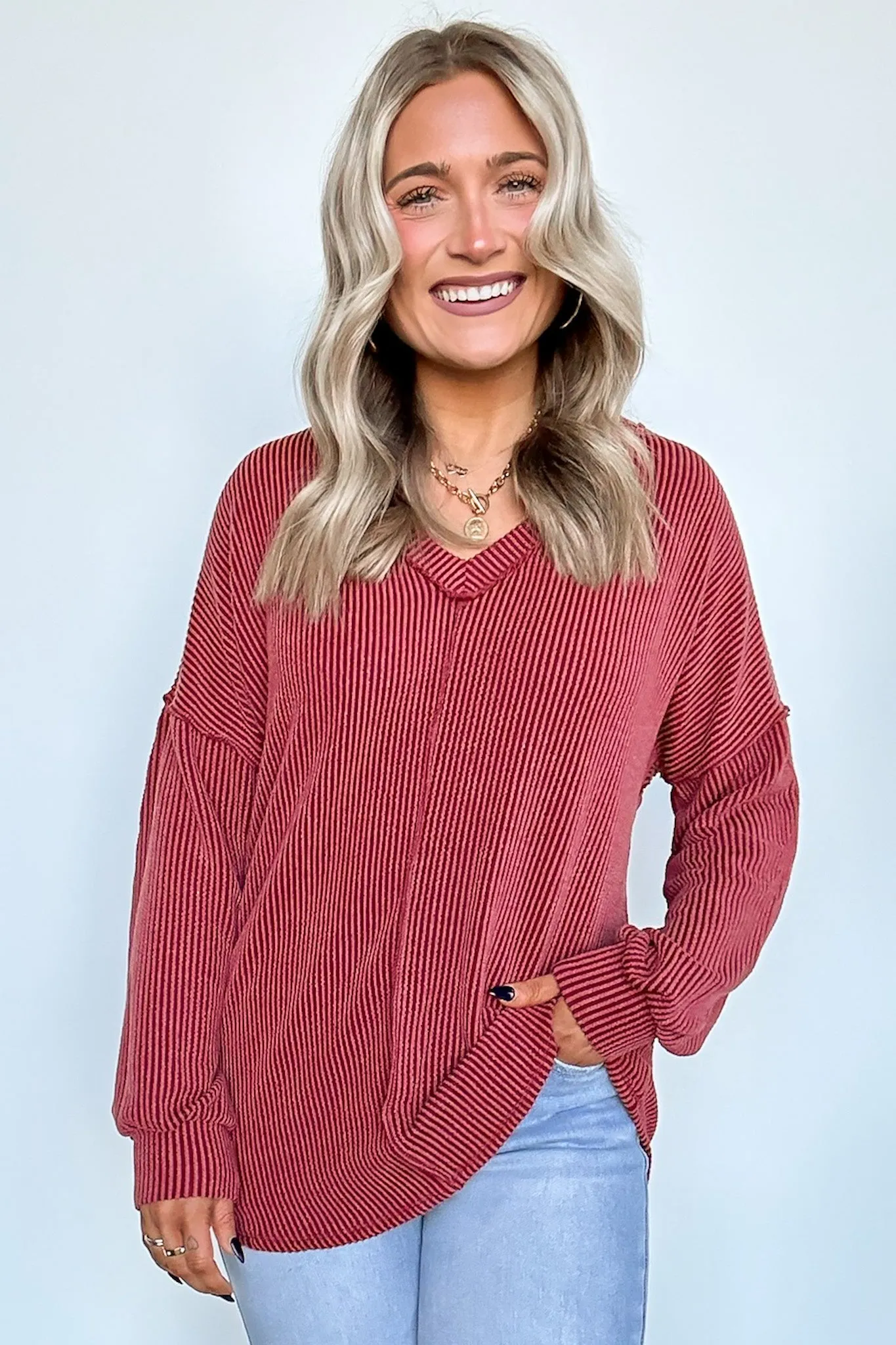 Perfect Option Ribbed Knit Relaxed Top - FINAL SALE