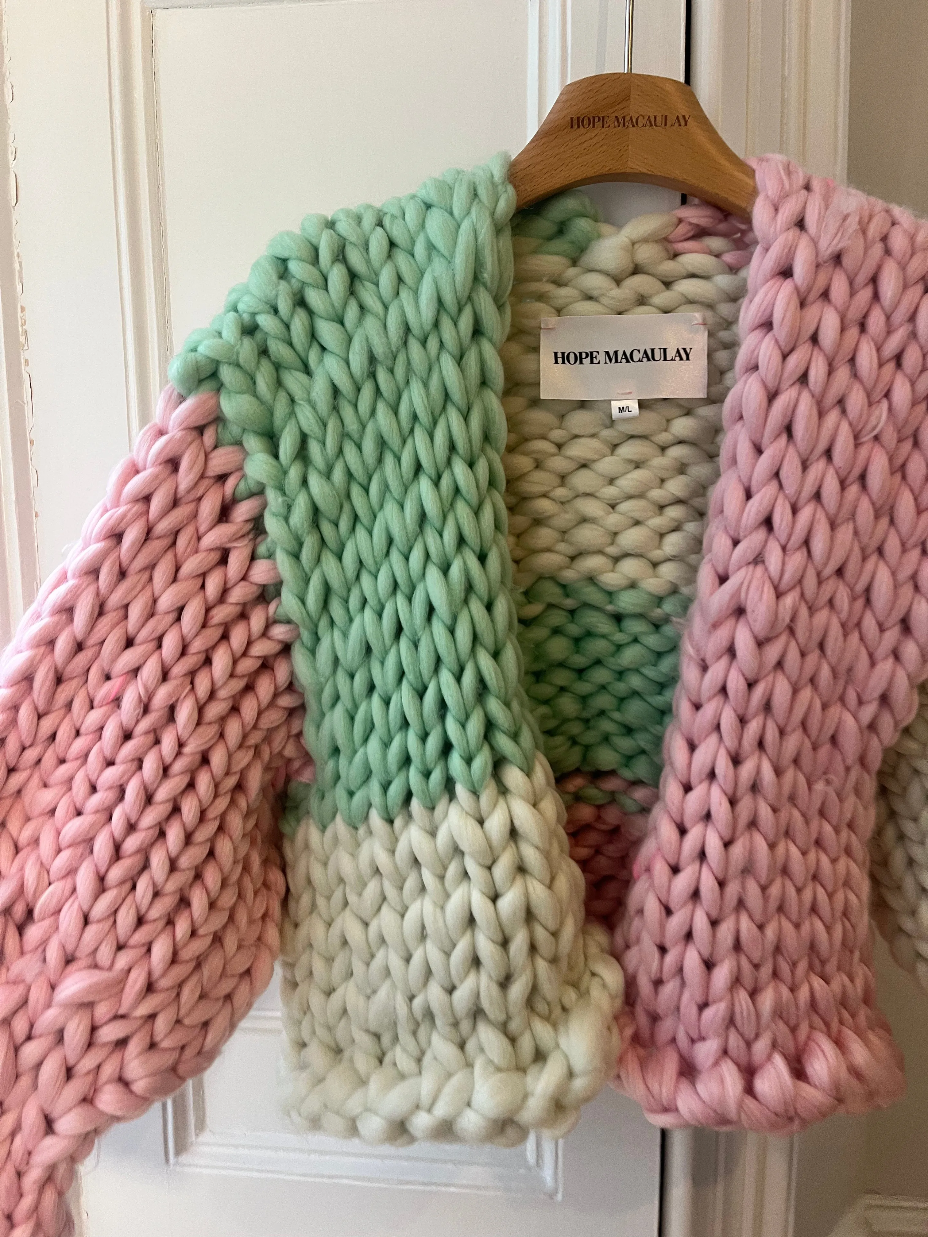Pink, Cream and Mint Colossal Knit Cardigan S/M (Sample)