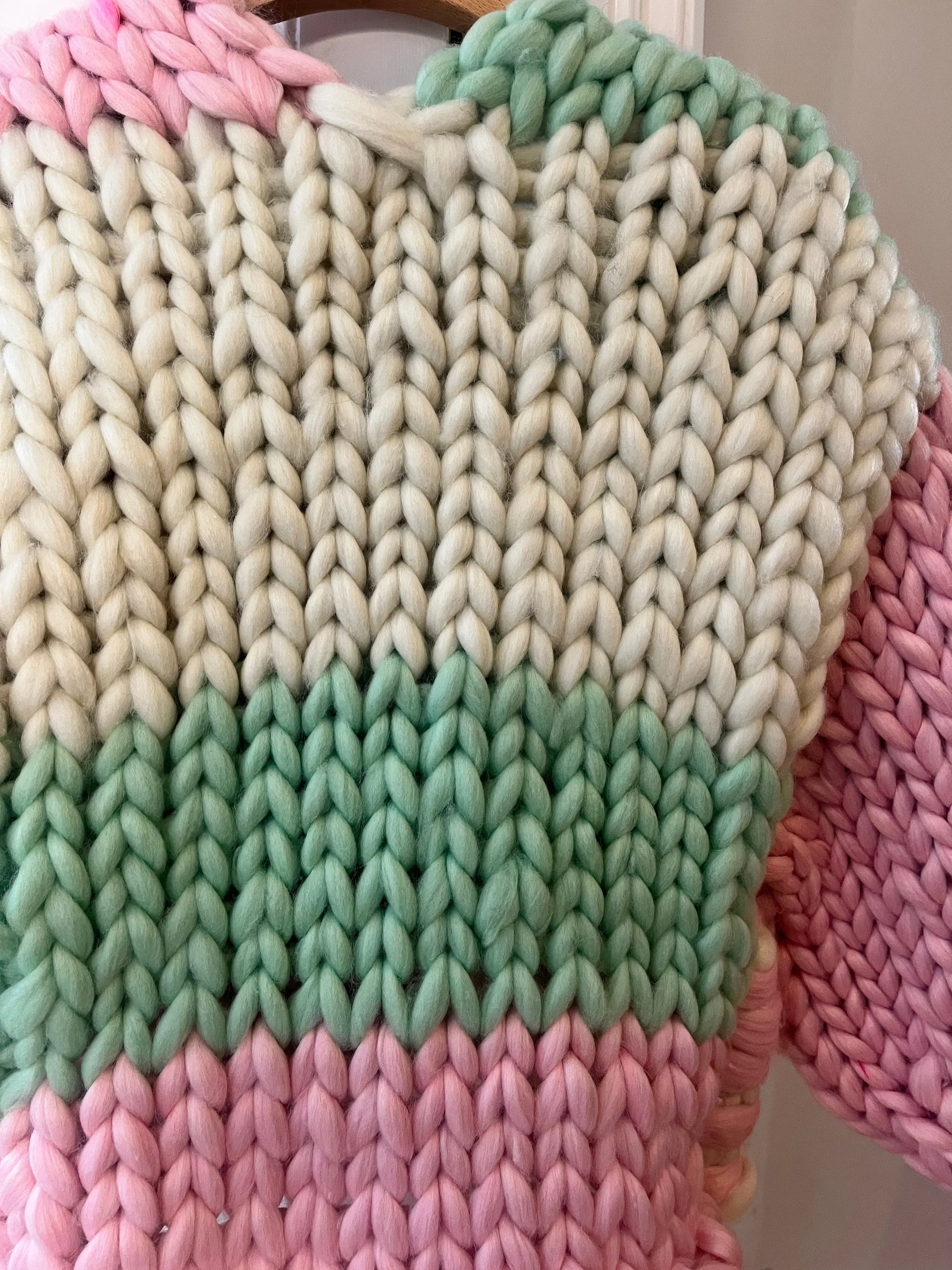 Pink, Cream and Mint Colossal Knit Cardigan S/M (Sample)