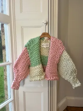 Pink, Cream and Mint Colossal Knit Cardigan S/M (Sample)