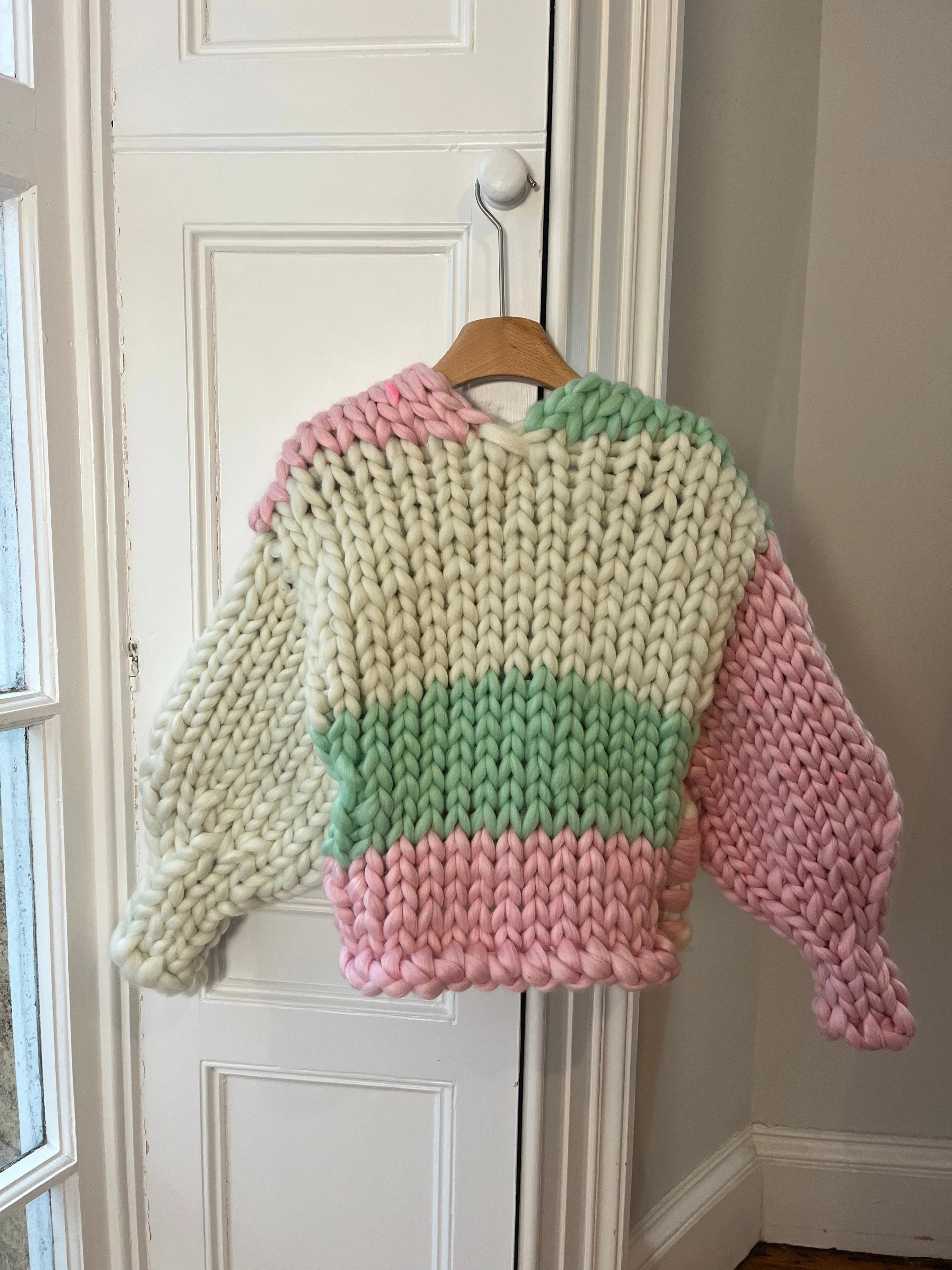 Pink, Cream and Mint Colossal Knit Cardigan S/M (Sample)