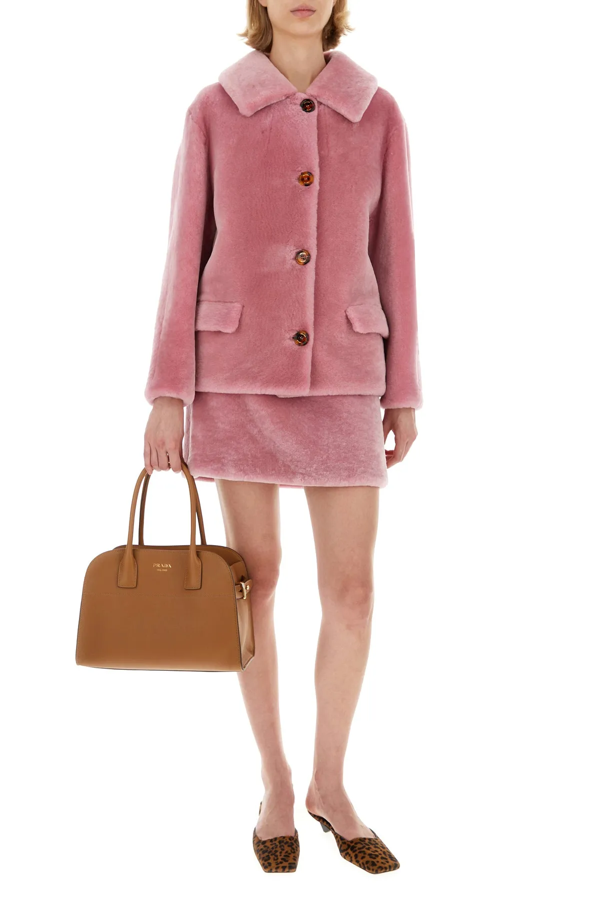 Pink fur coat