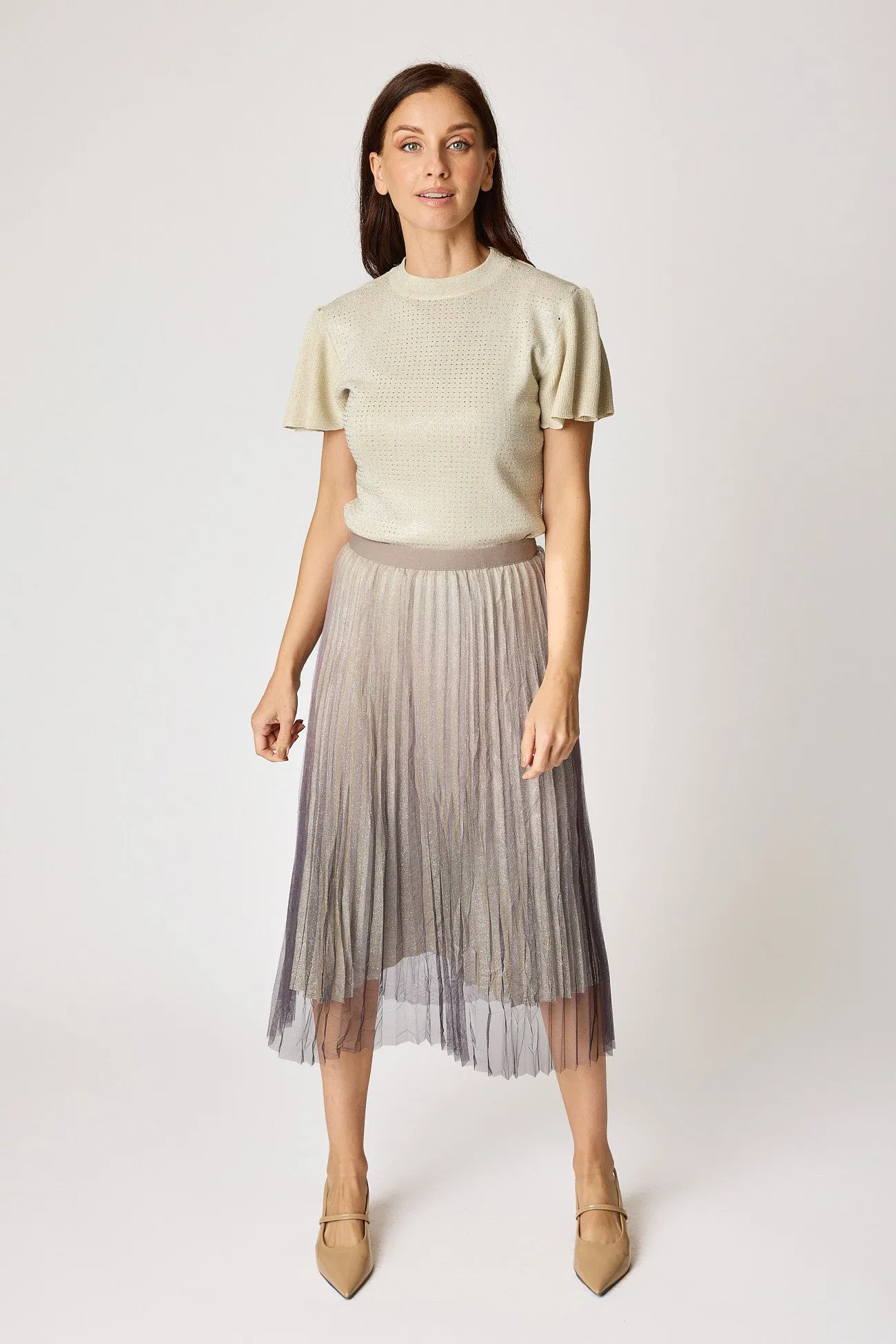 Pleated Glitter Ombre Skirt (3 Colors)