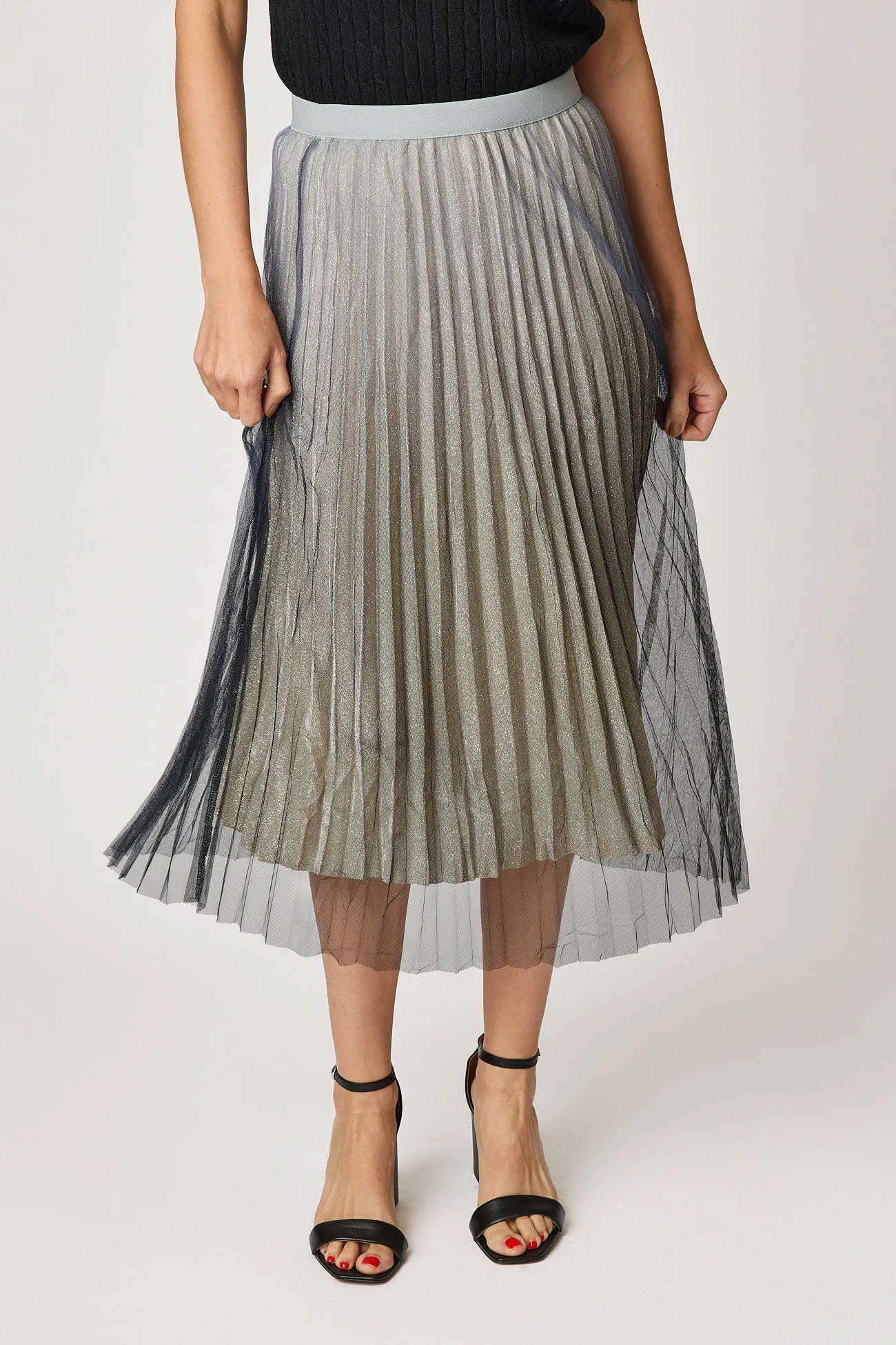 Pleated Glitter Ombre Skirt (3 Colors)