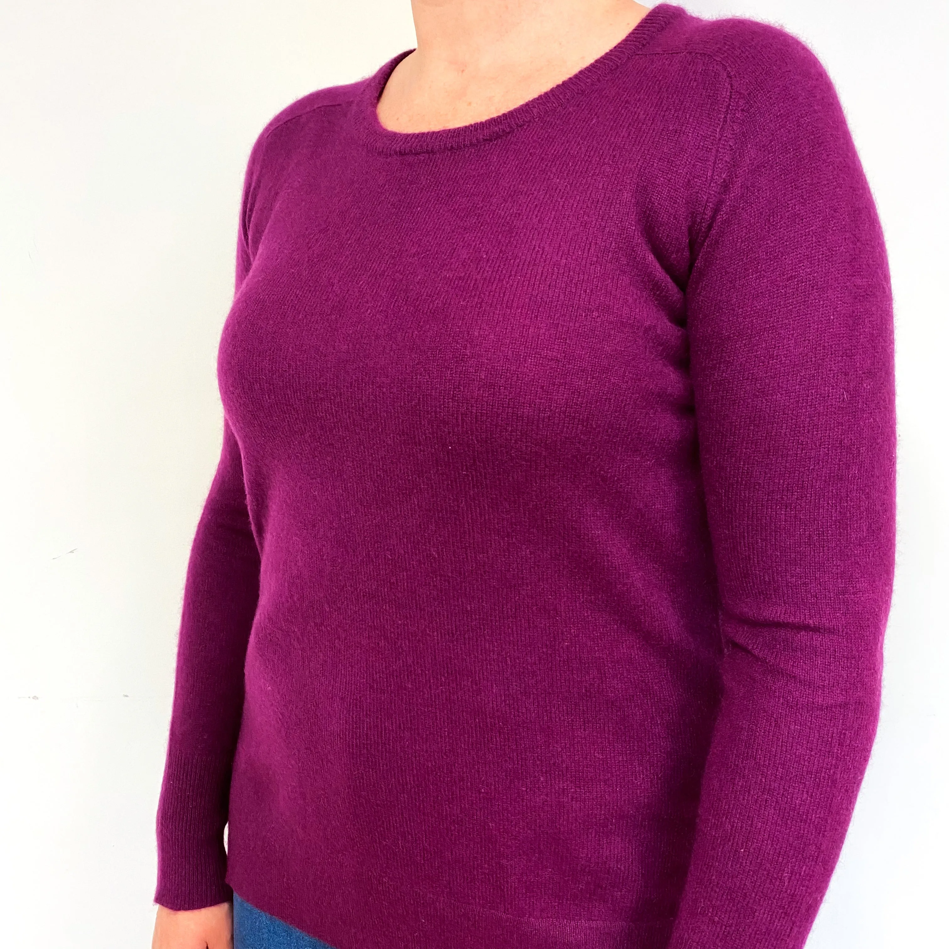 Plum Purple Cashmere Crew Neck Jumper Large
