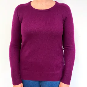 Plum Purple Cashmere Crew Neck Jumper Large