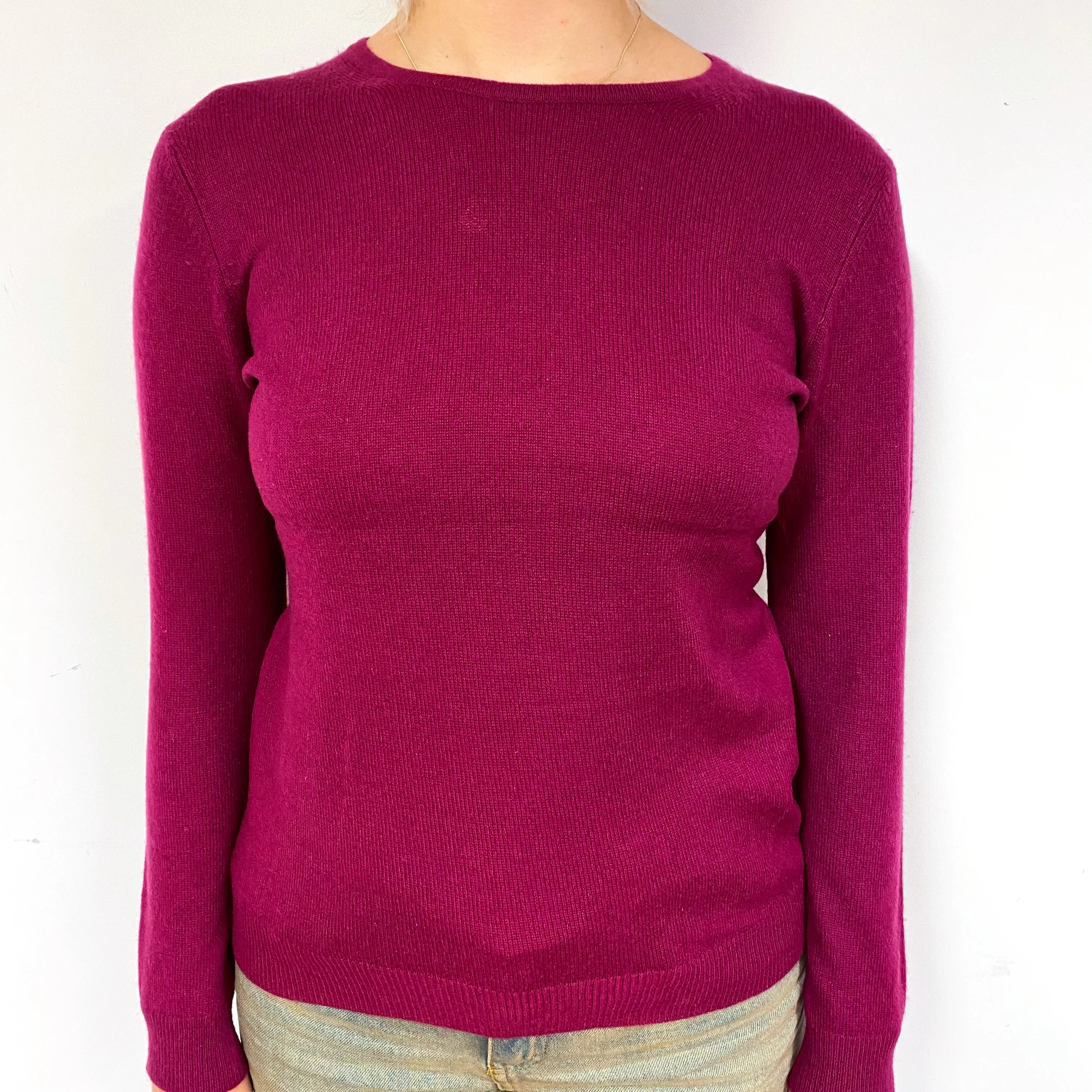 Plum Purple Cashmere Crew Neck Jumper Small