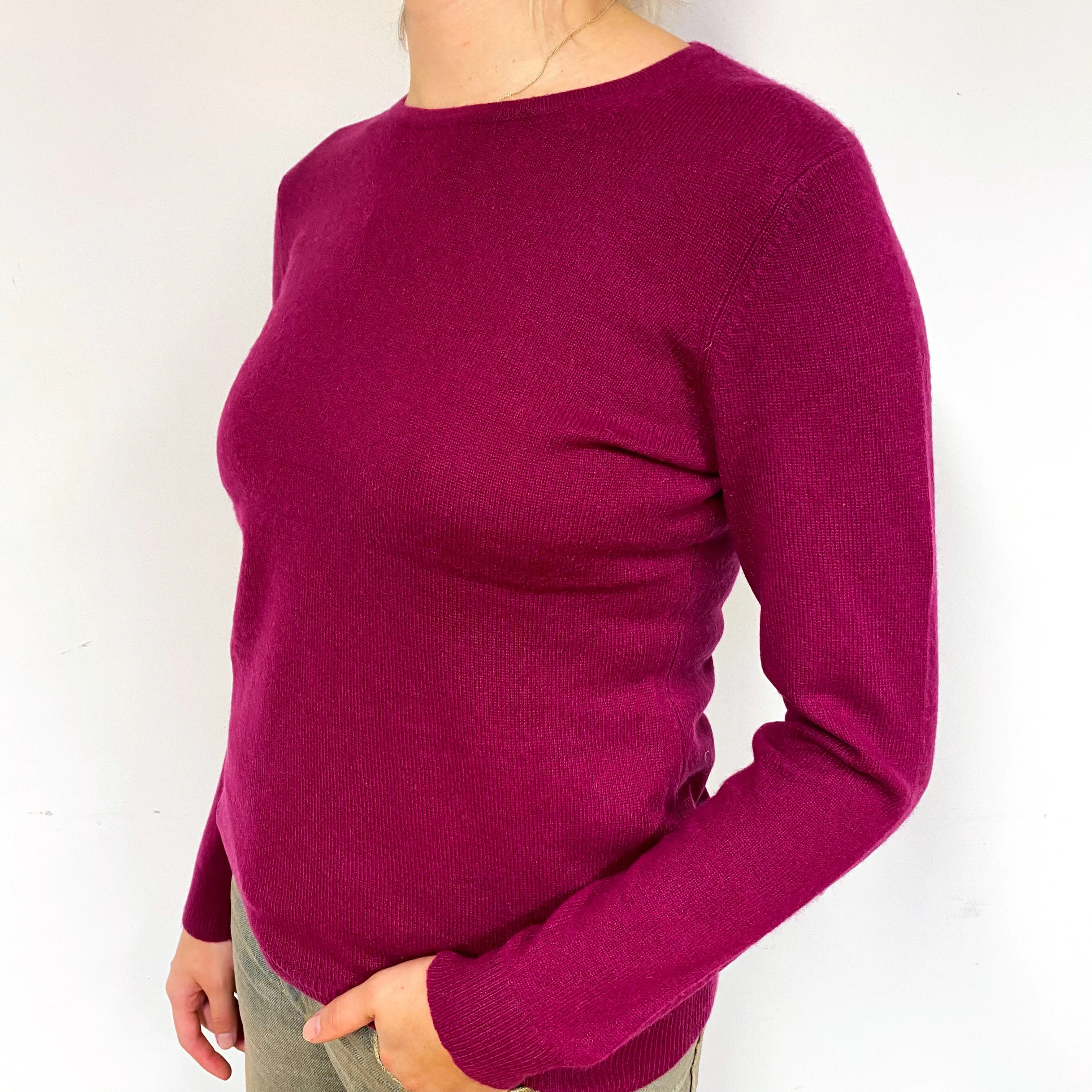 Plum Purple Cashmere Crew Neck Jumper Small