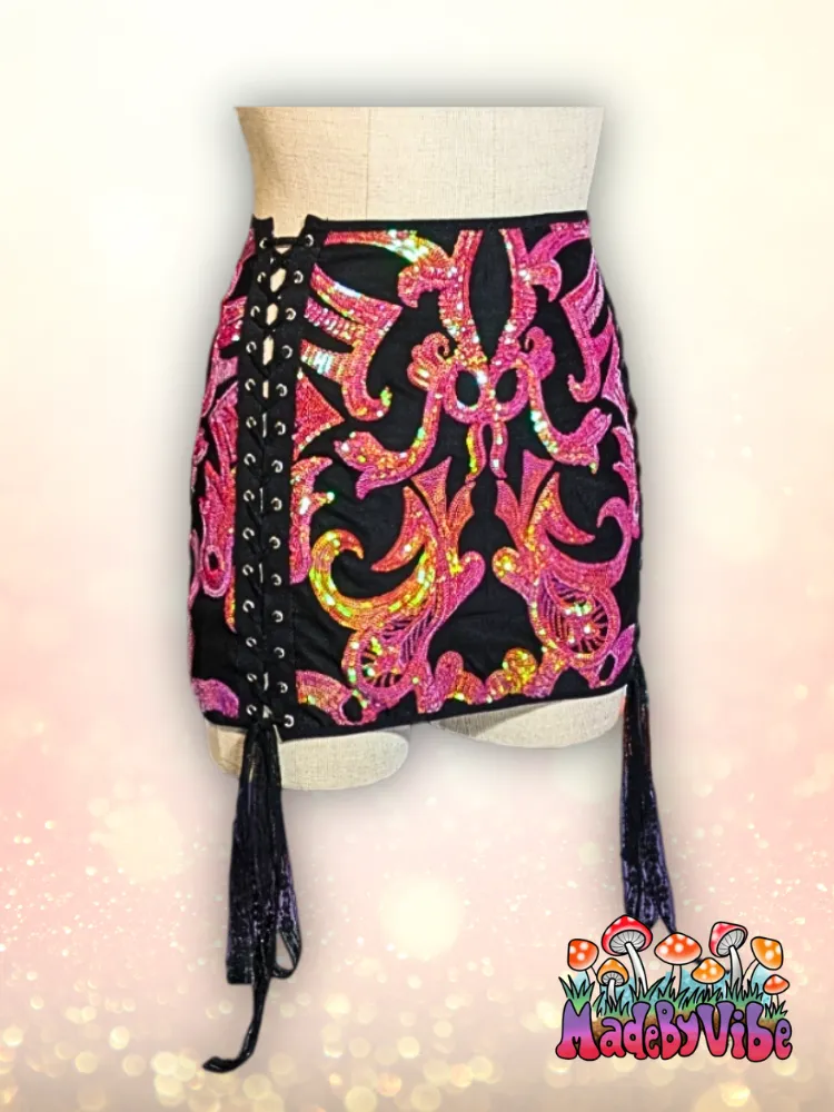 Princess Clementine Lace Up Sides Mini Pencil Skirt - Made to Order