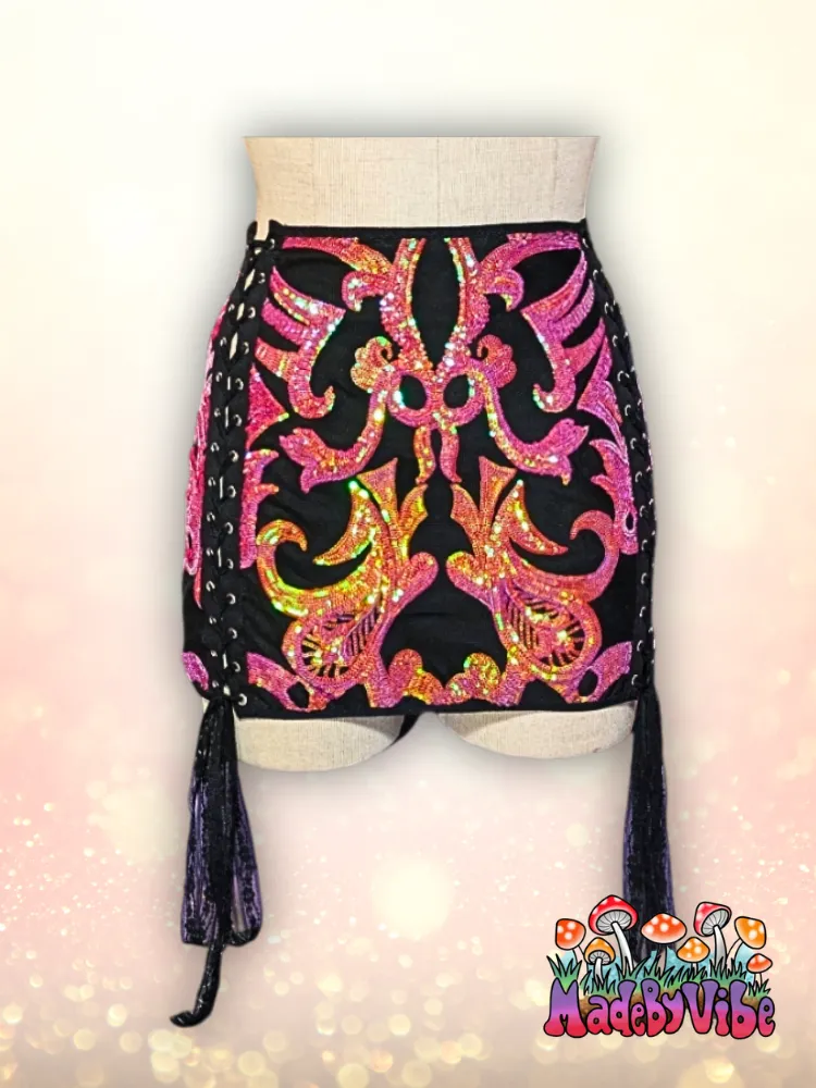 Princess Clementine Lace Up Sides Mini Pencil Skirt - Made to Order