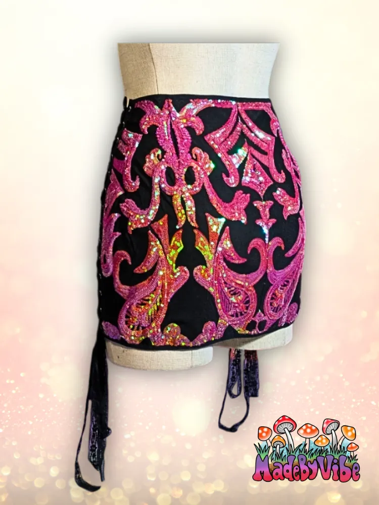 Princess Clementine Lace Up Sides Mini Pencil Skirt - Made to Order