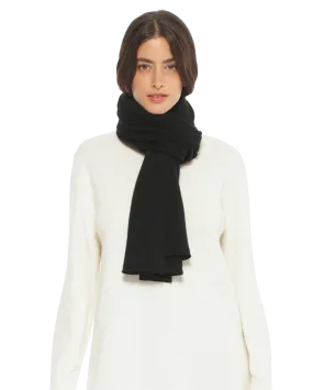 Pure Cashmere Plain Knit Scarf Black