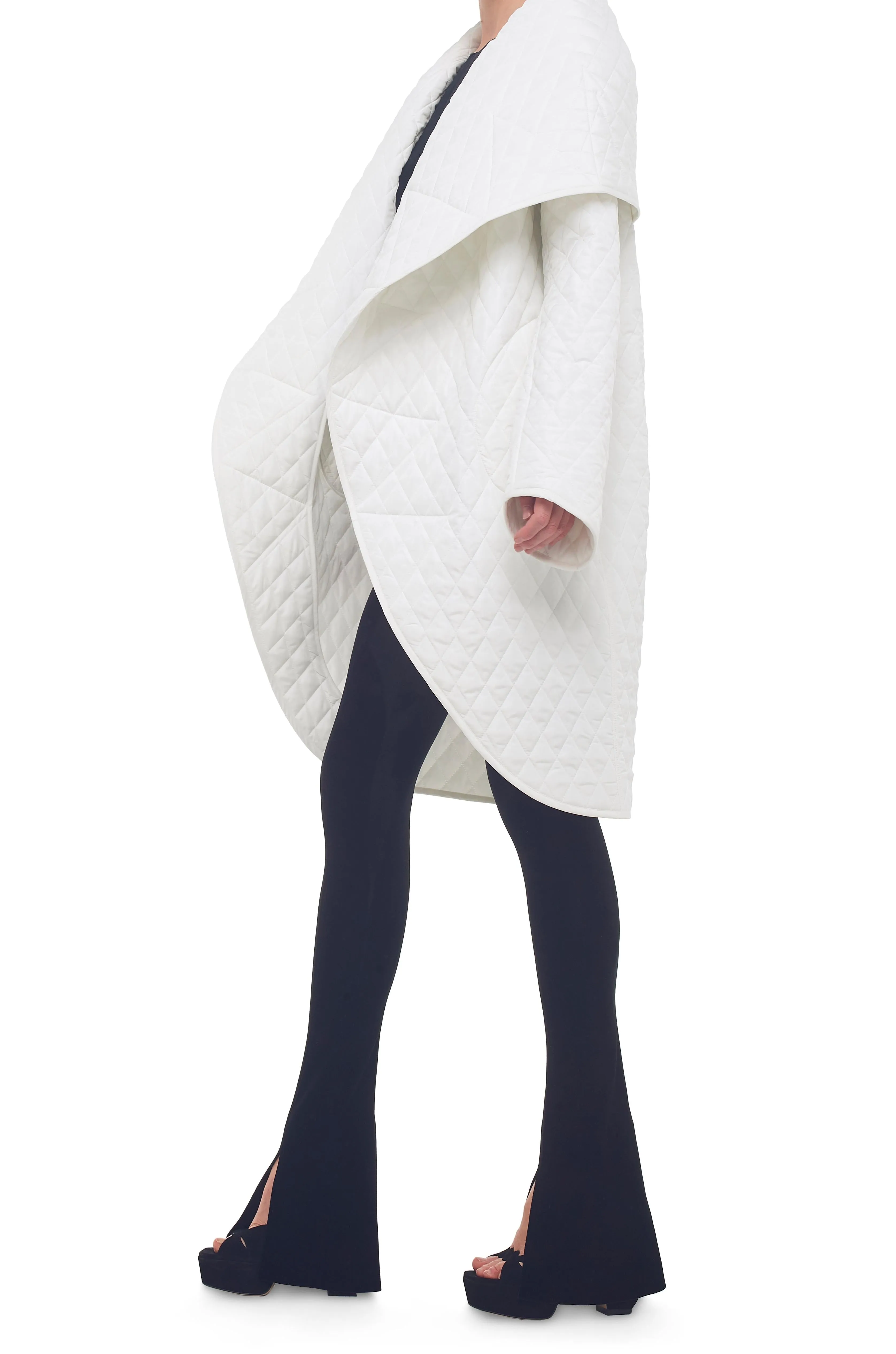 QUILTED SHAWL COLLAR COAT