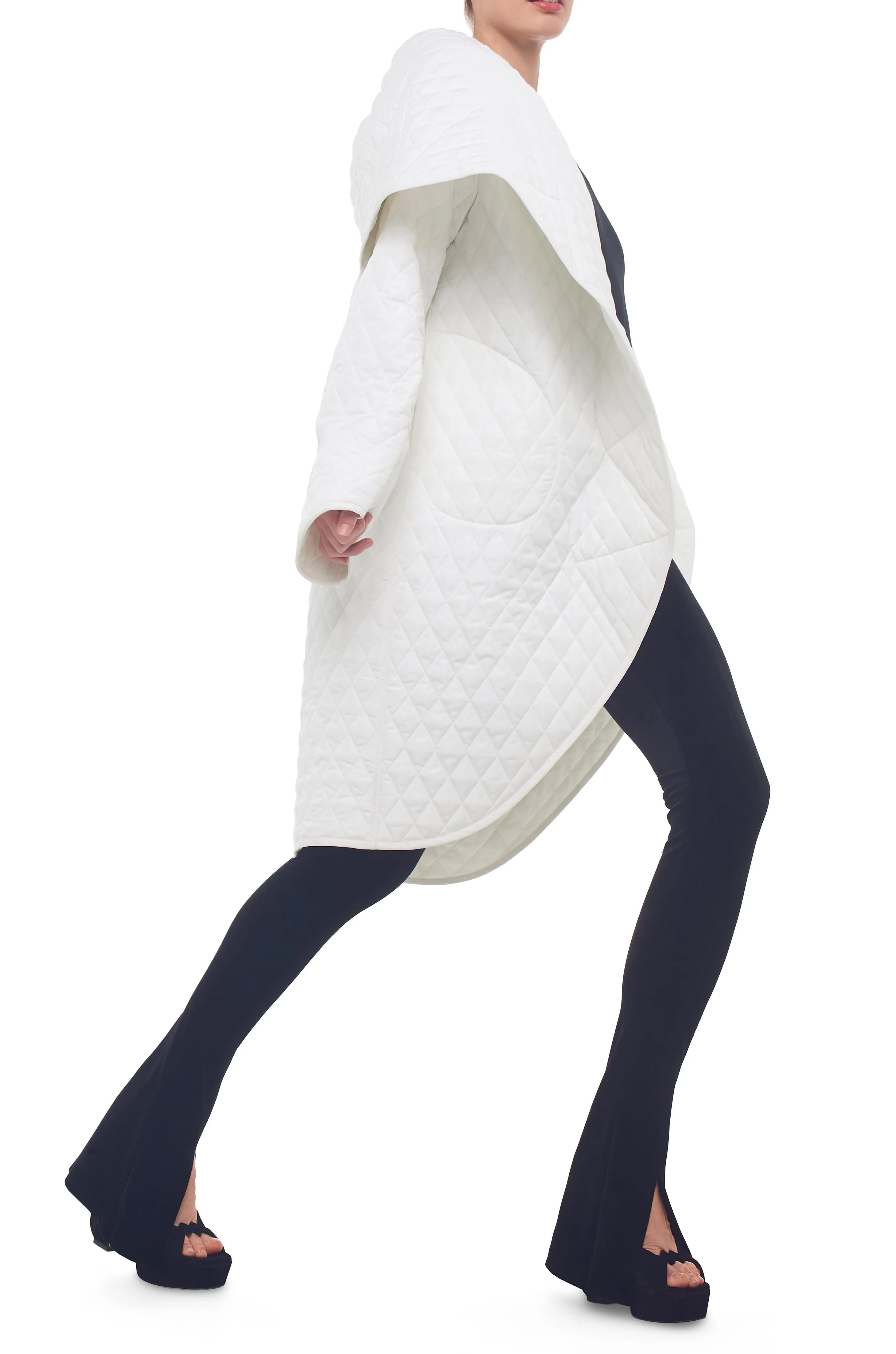 QUILTED SHAWL COLLAR COAT