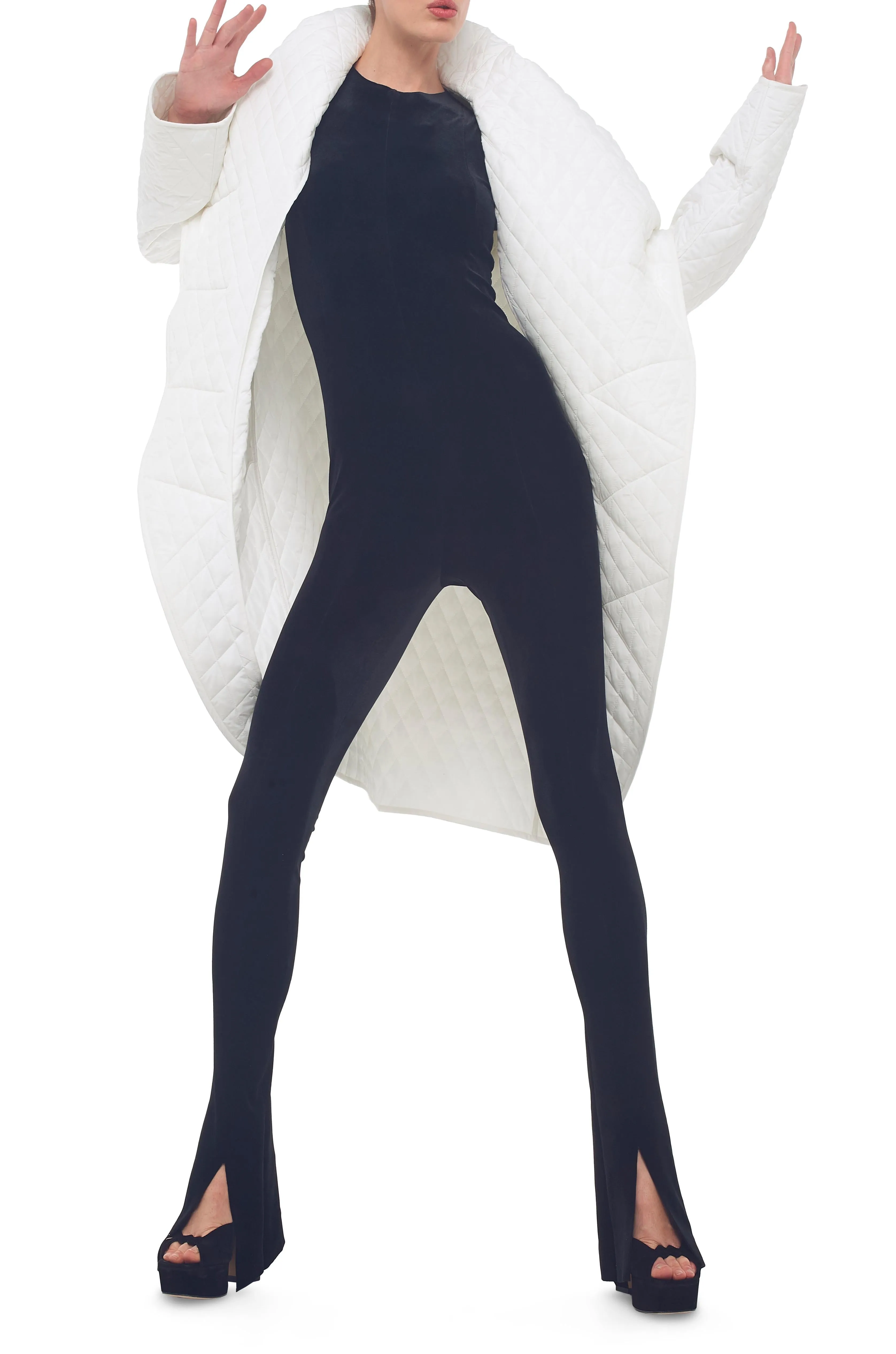 QUILTED SHAWL COLLAR COAT