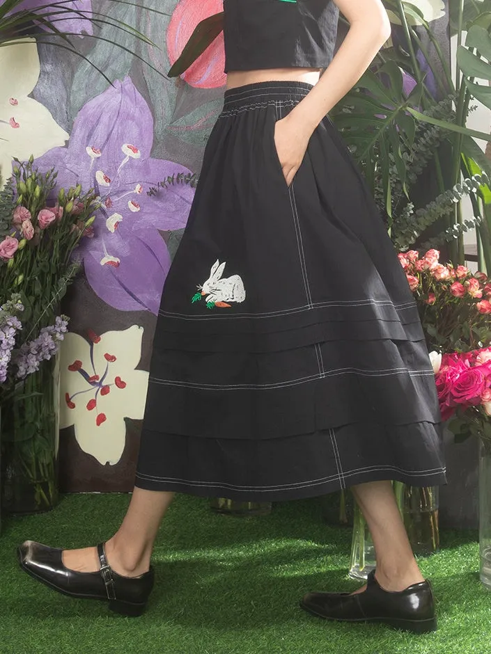 Rabbit Embroidery A-line Half Skirt