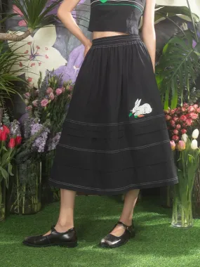 Rabbit Embroidery A-line Half Skirt
