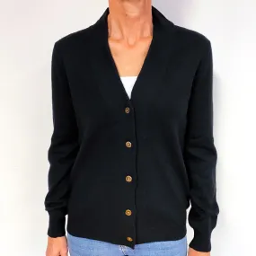 Ralph Lauren Black Cashmere Collared Cardigan Medium