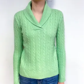 Ralph Lauren Spring Green Cashmere Shawl Collar Jumper Extra Small
