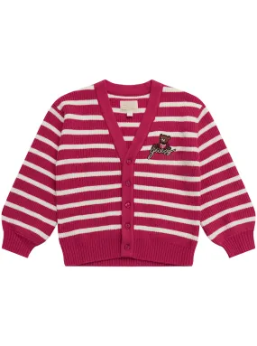 Red Long Sleeve Stripe Cardigan (2-7)