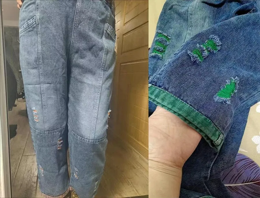 Ripped Harem High Waist Denim Pants