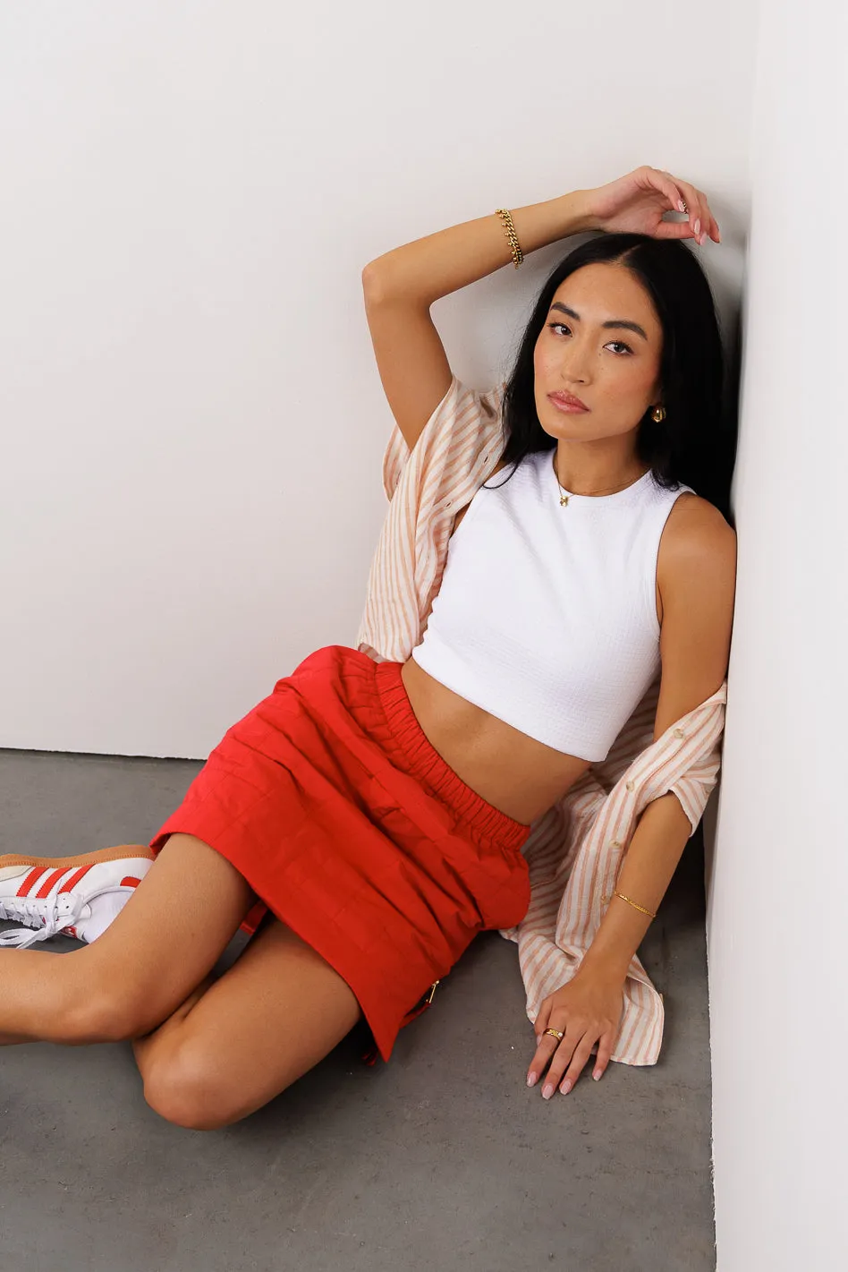 Sarah Quilted Mini Skirt in Red - FINAL SALE