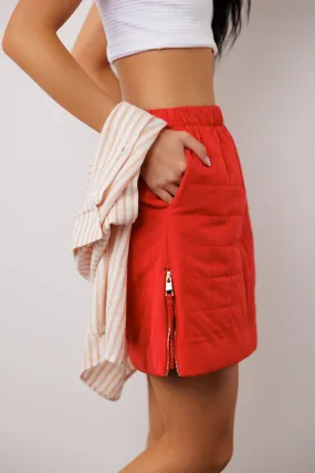Sarah Quilted Mini Skirt in Red - FINAL SALE