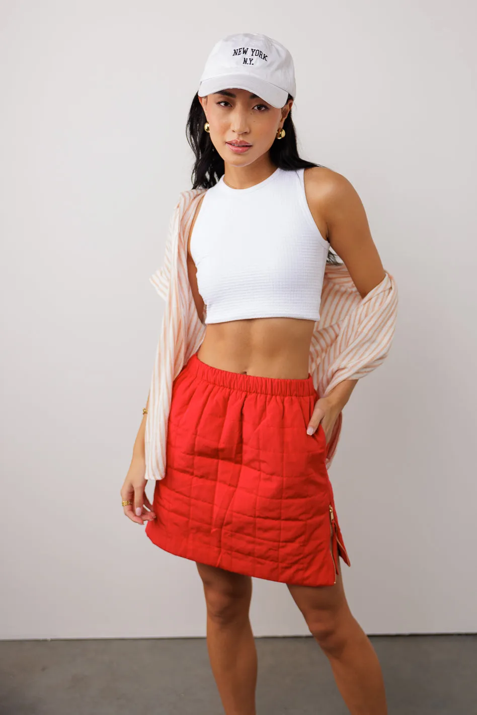 Sarah Quilted Mini Skirt in Red - FINAL SALE