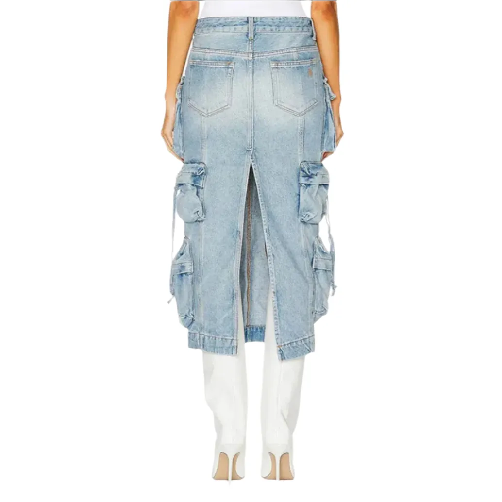 Selma Multi Pocket Cargo Denim Skirt