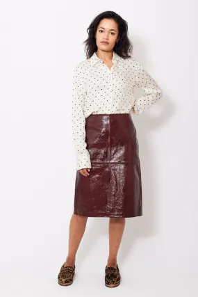 Seventy Front And Back Split Leather Skirt