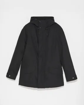 Short parka in cotton blend and shearling