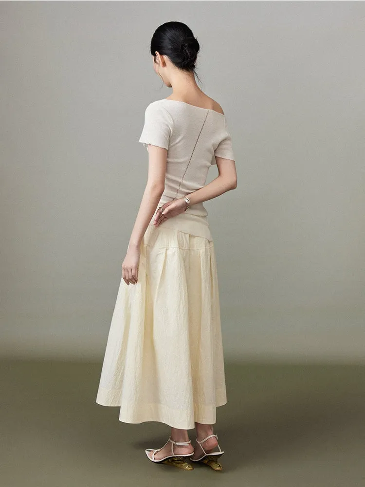 Simple Chic Flare Natural Long-Skirt
