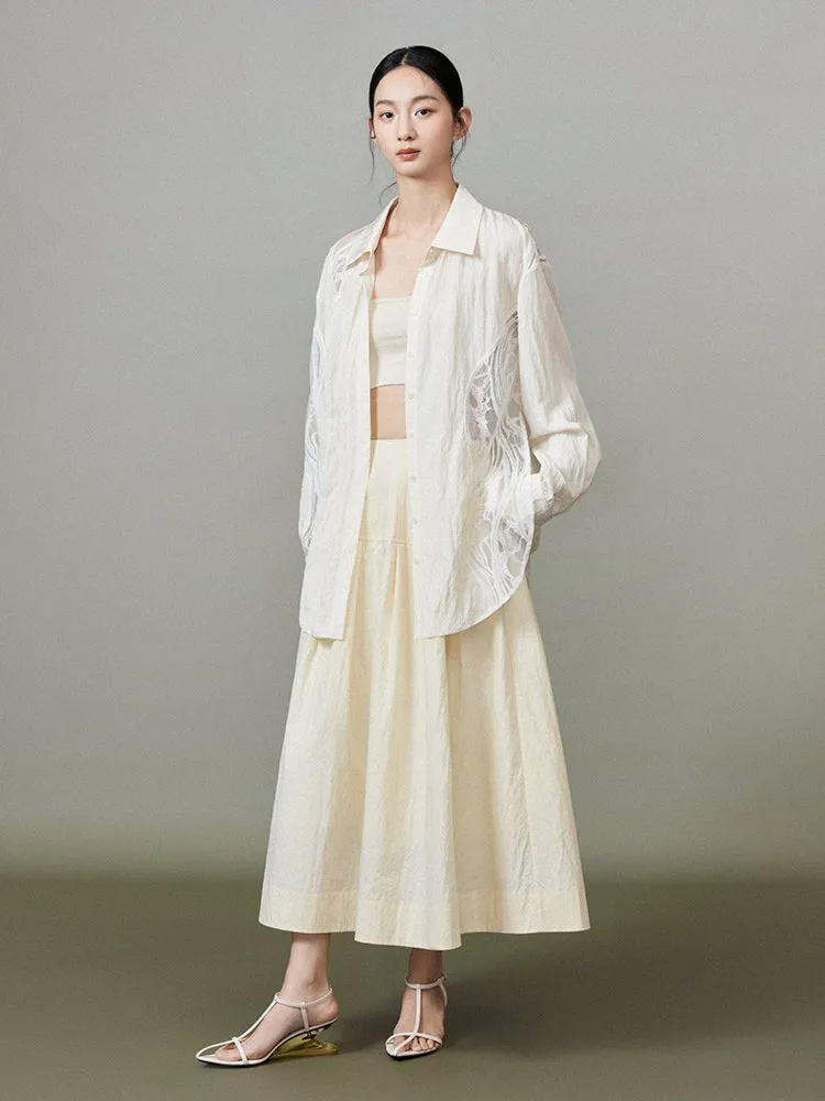 Simple Chic Flare Natural Long-Skirt