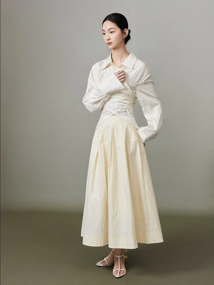 Simple Chic Flare Natural Long-Skirt