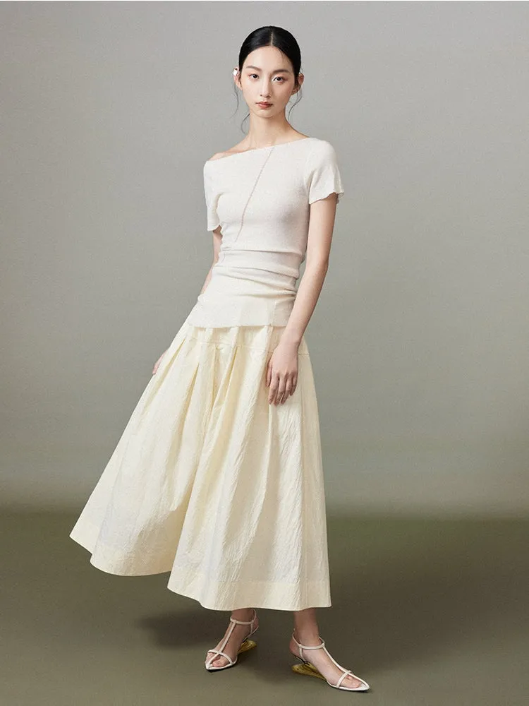 Simple Chic Flare Natural Long-Skirt