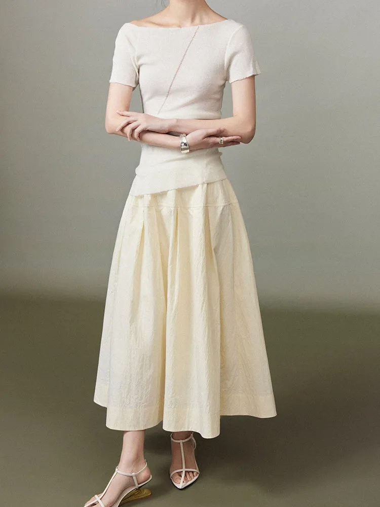 Simple Chic Flare Natural Long-Skirt