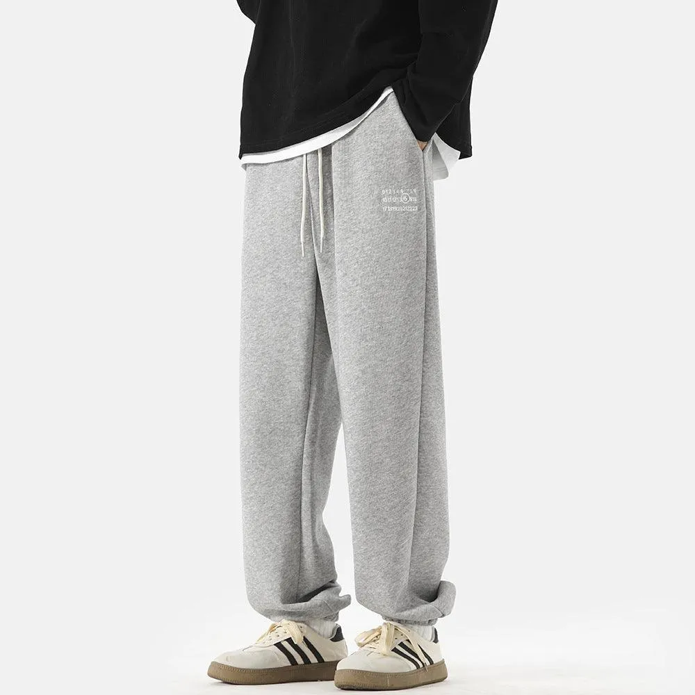 Simple Digital Embroidery Sports Pants Men Loose Sweatpants