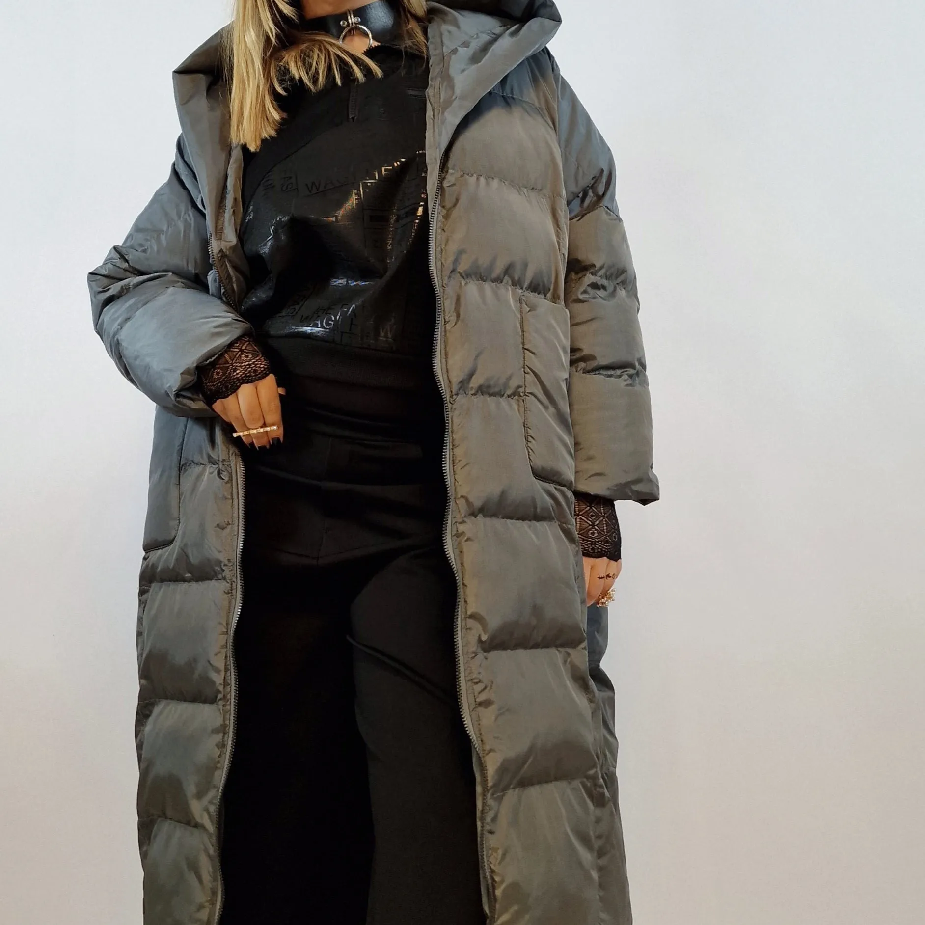 Simple Moderne Relaxed Fit Punky Style Gray Coat