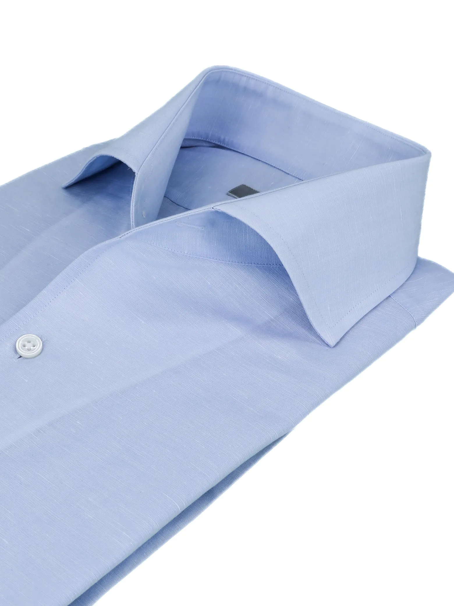 Sky Blue Cotton Linen "Ascot Collar" Shirt