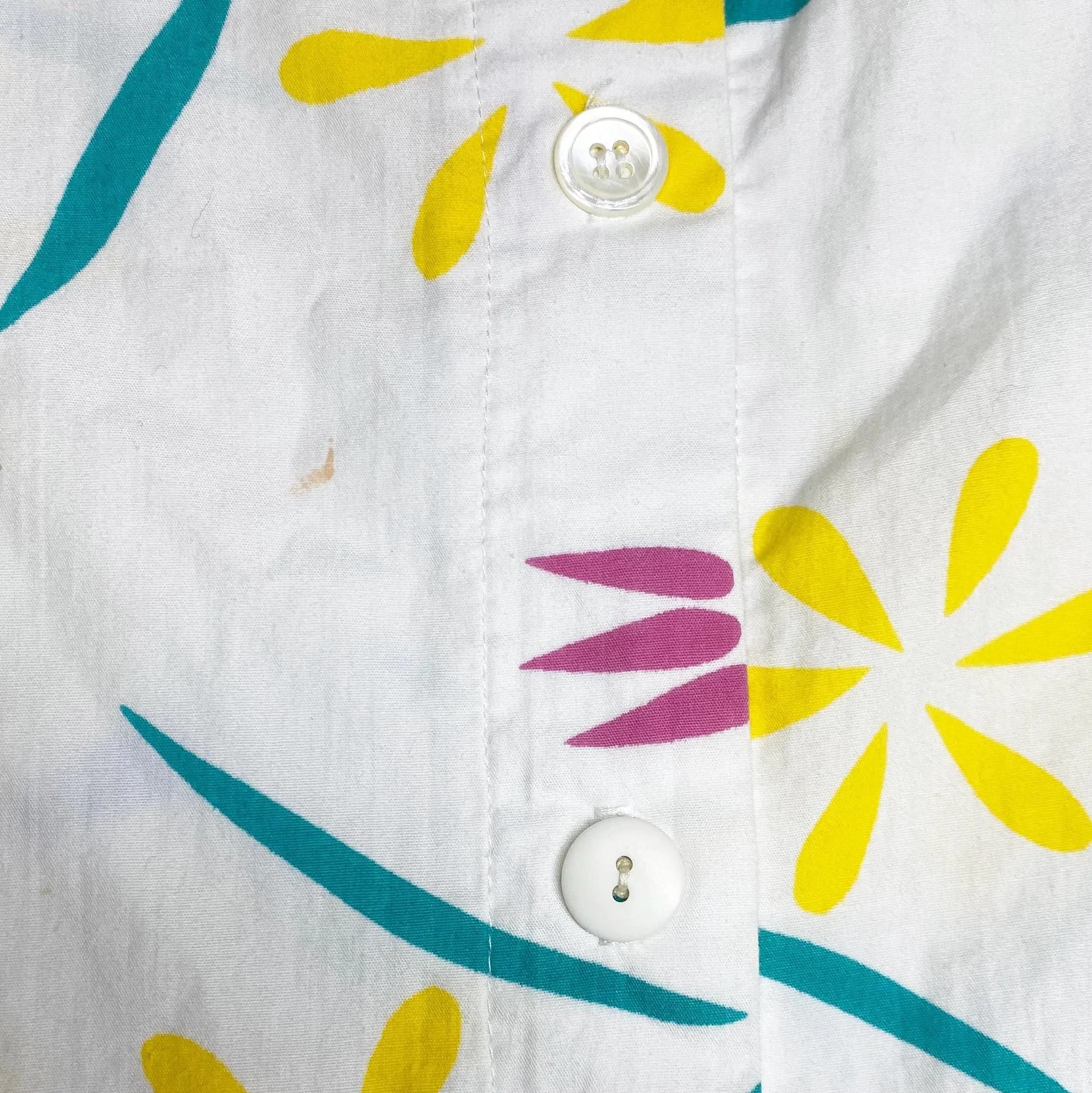 Small 80s White Whimsical Floral Midi Skirt