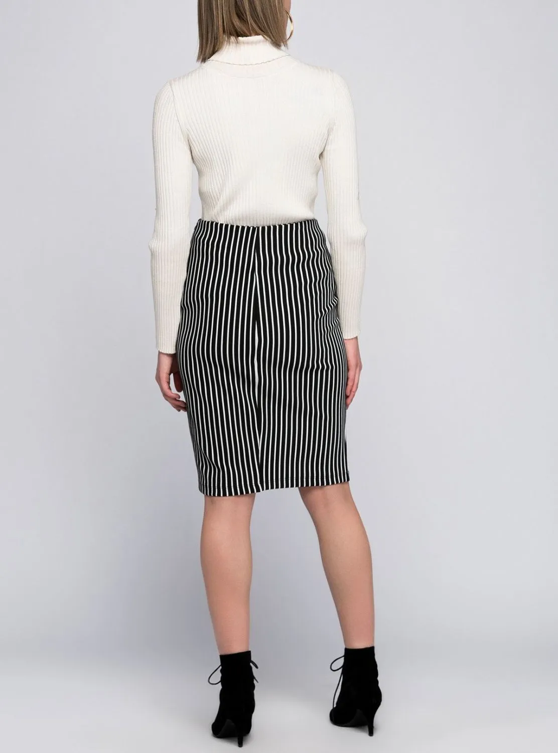 SNS Sense Black and White Striped Pencil Skirt - El Dorado
