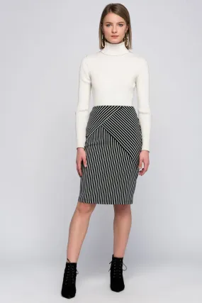 SNS Sense Black and White Striped Pencil Skirt - El Dorado