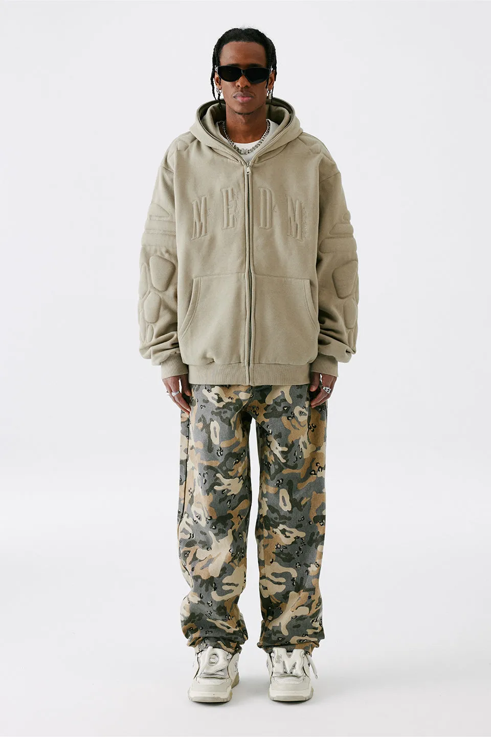 Sponge Filling Embroidered Zip Hoodie