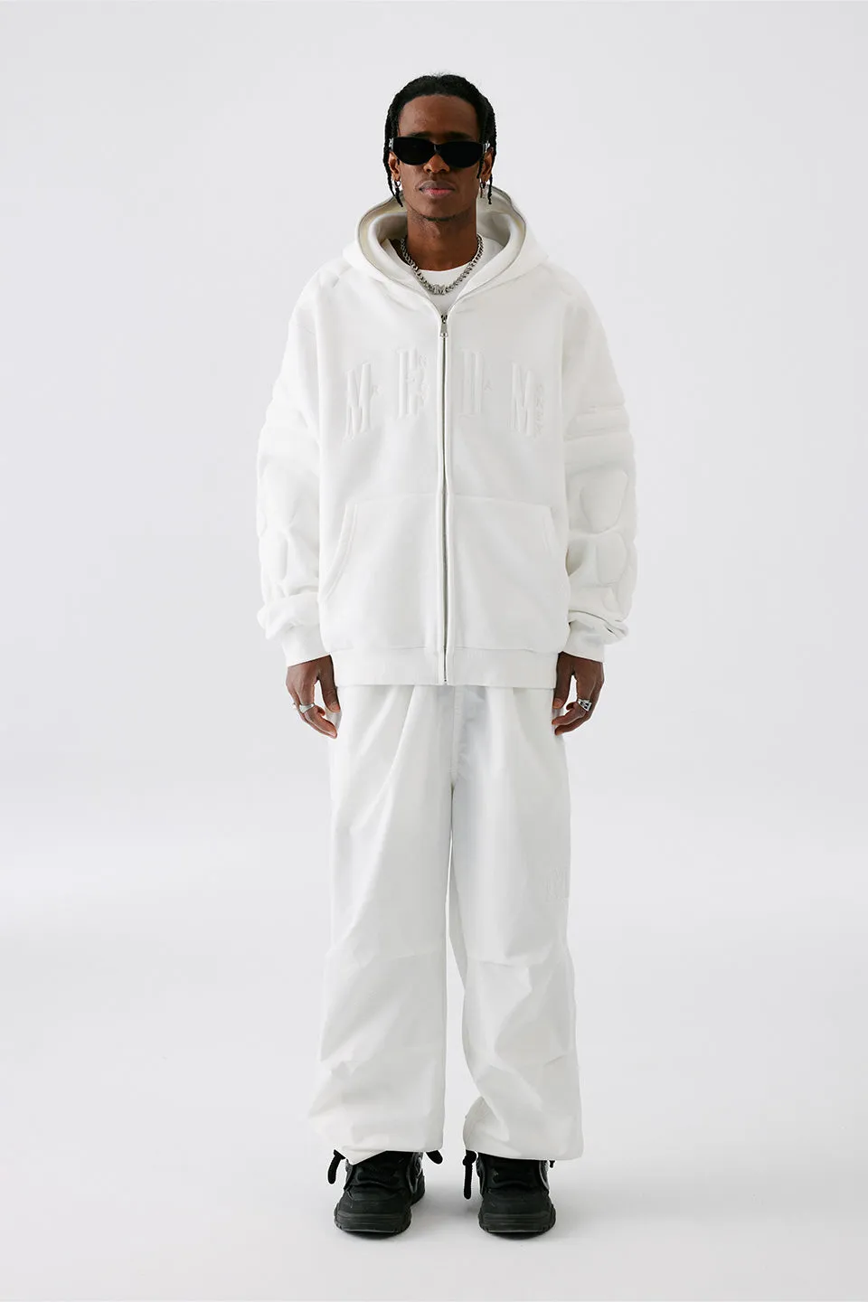 Sponge Filling Embroidered Zip Hoodie
