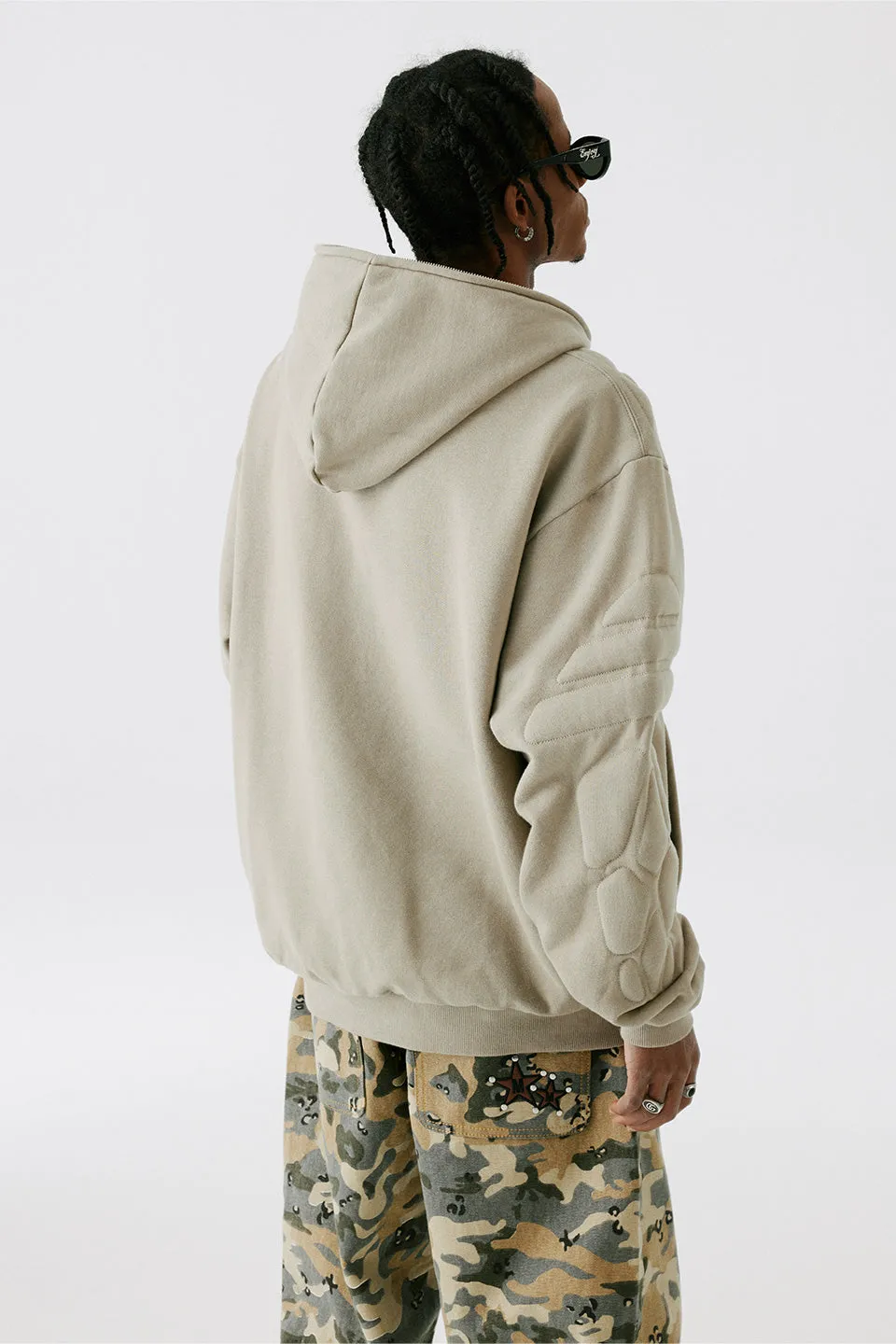 Sponge Filling Embroidered Zip Hoodie