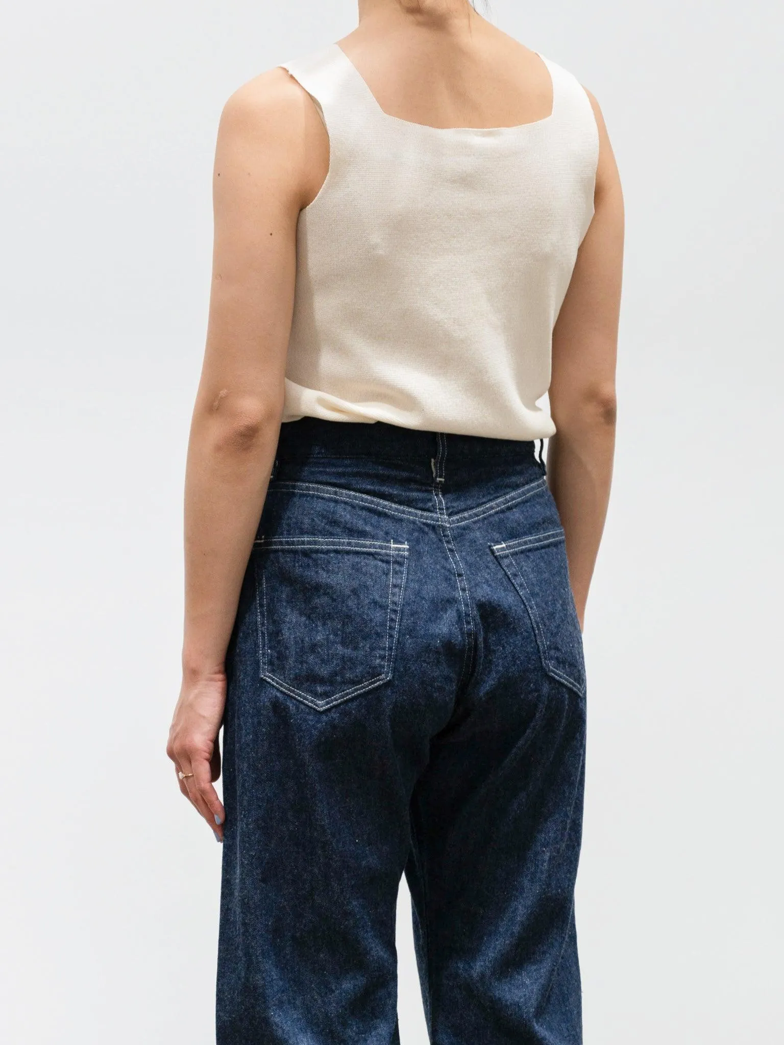Squared Tank Top - Cream Light Cotton Knit