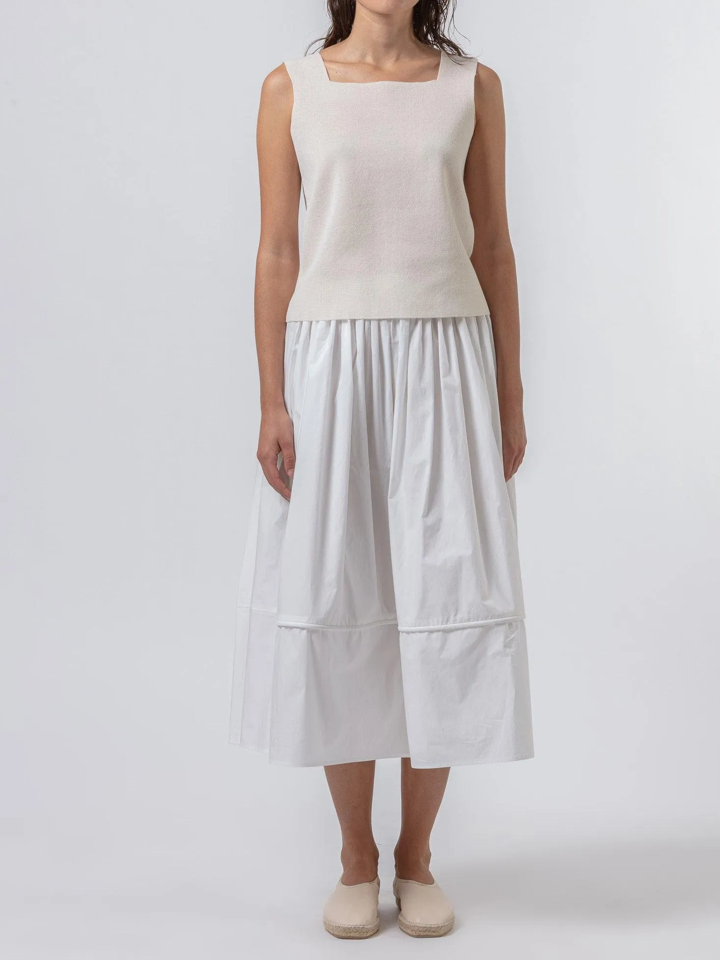 Squared Tank Top - Cream Light Cotton Knit