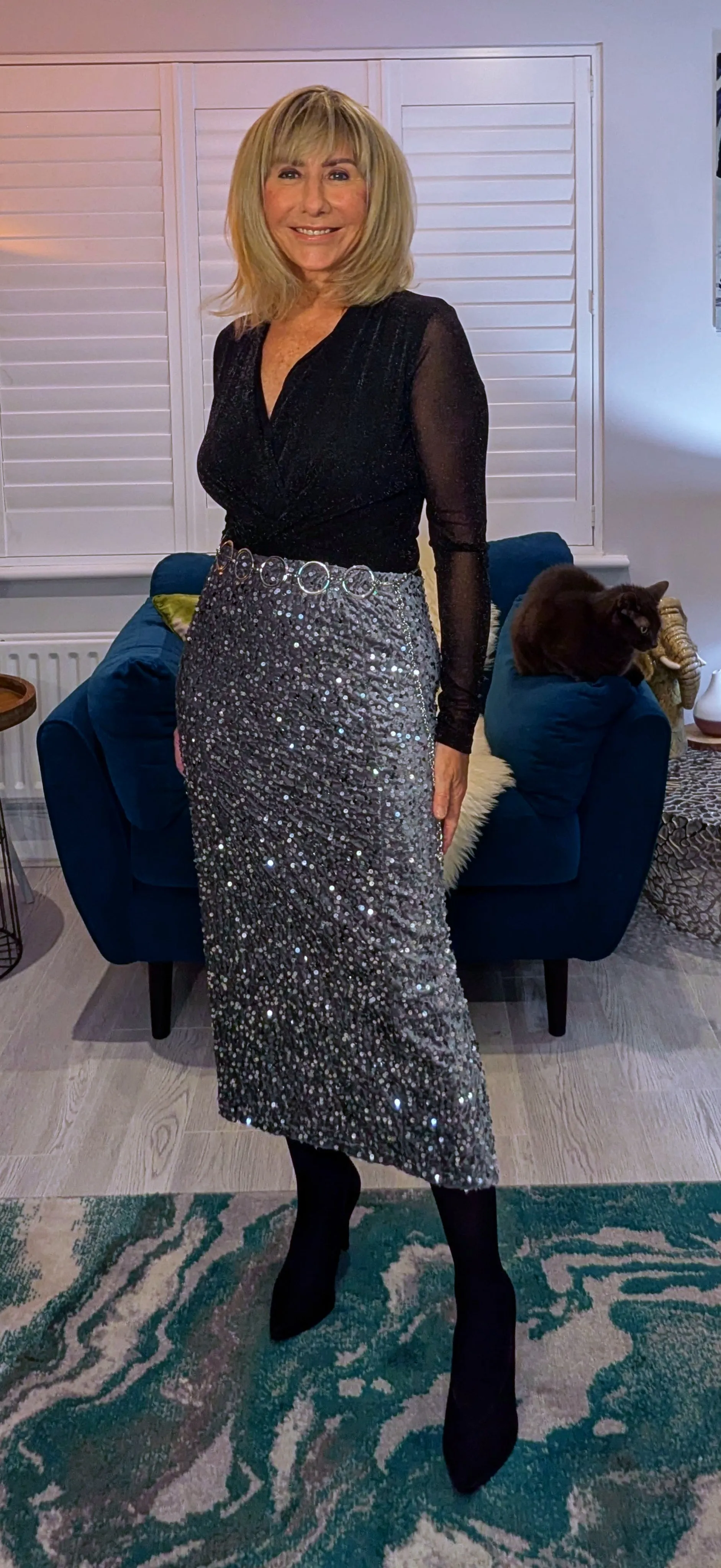 Stacy Silver Sequin Skirt